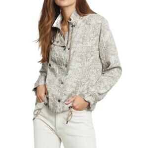 Rails‎ Tennessee Sand Snakeskin Funnel Neck Linen Blend Jacket Size Medium